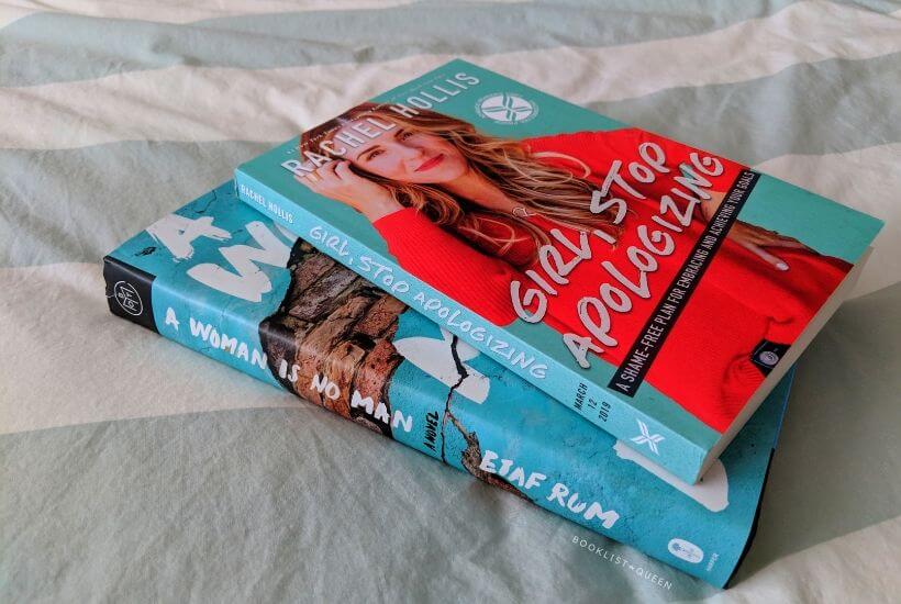book stack on bed - A Woman is No Man and Girl, Stop Apologizing